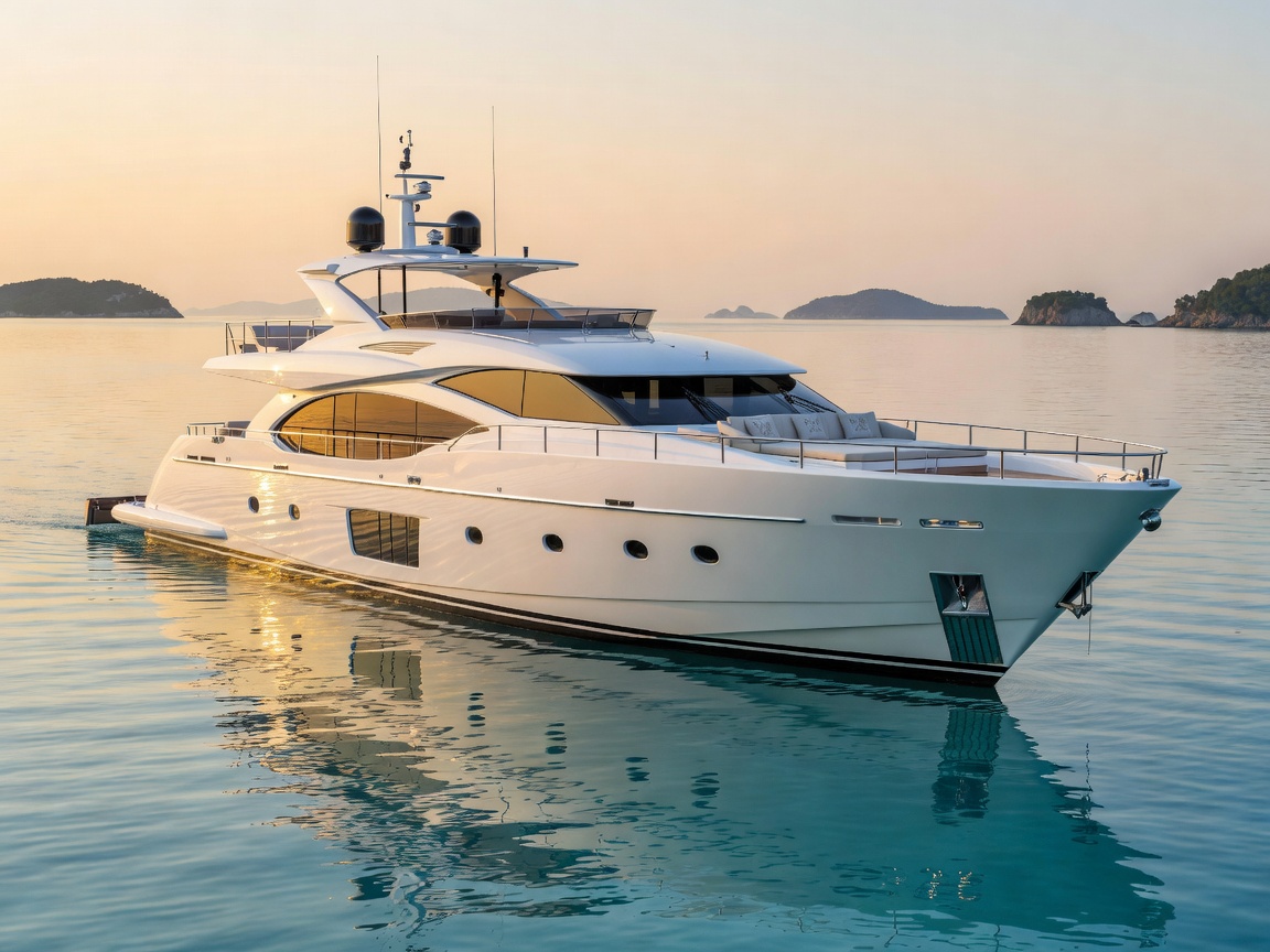M/Y Celestia V Sunseeker 38M luxury motor yacht anchored off St Pauls Bay