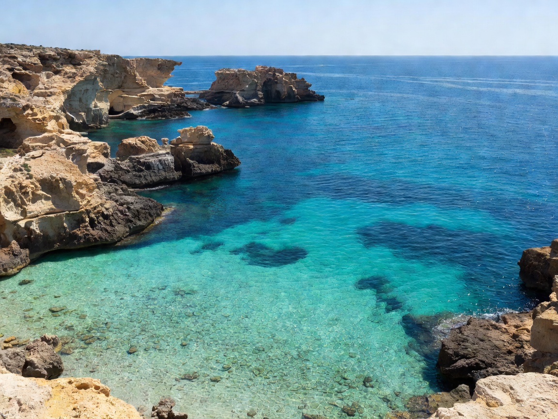 Maltese coastline crystal clear waters