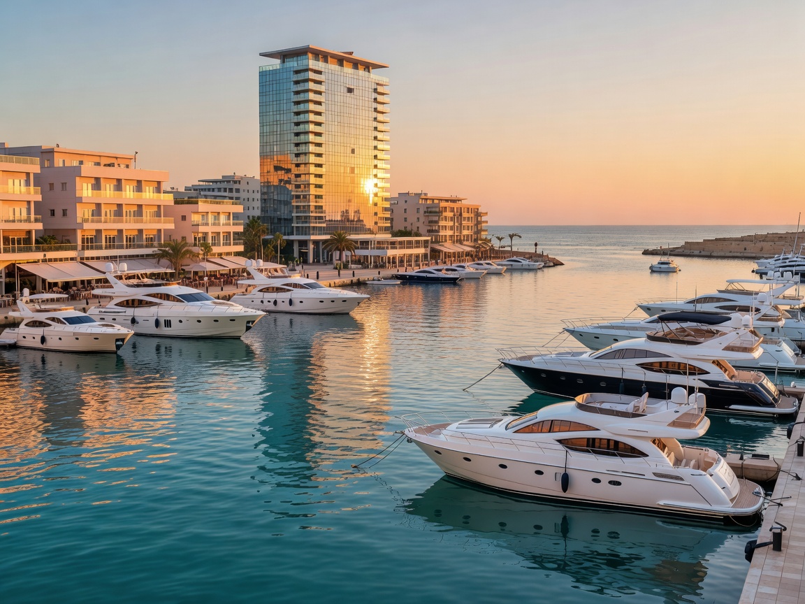 Portomaso Marina luxury waterfront complex in St Julians Malta with luxury yacht berths